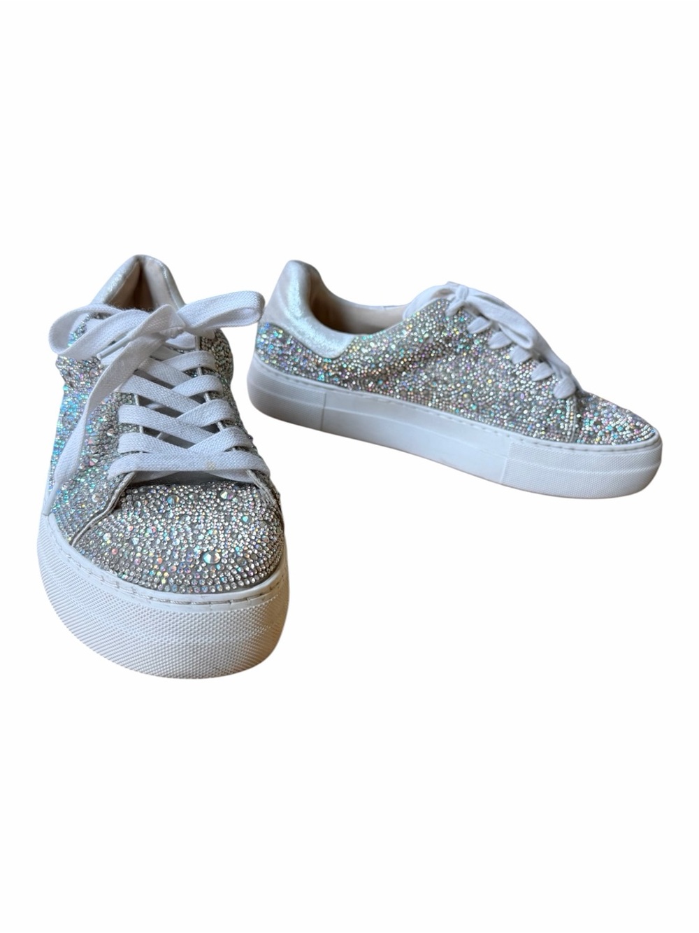 Betsey Johnson White and Silver Rhinestone Sneakers